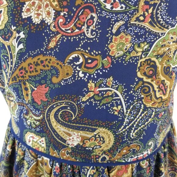 SugarLips Navy Blue Green Rust Tan Paisley Sheer Overlay Maxi Boho Dress Medium - Picture 4 of 7